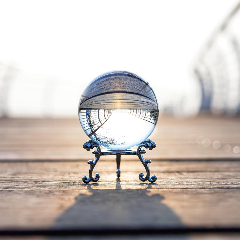 ZEERSHEE 2.3in Sparkling Clear Crystal Ball with Stand 60mm Handcrafted Photography Prop for Magical Shots Elegant Home & Party Decor for Women - Image 1